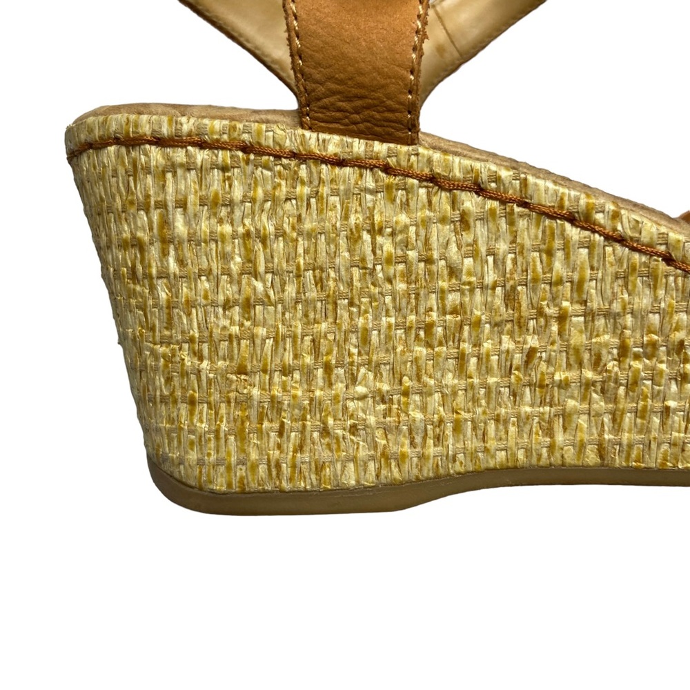 BOC Leather Crisscross Woven Strappy Wedge Sandals Tan Size 9 - Picture 6 of 16